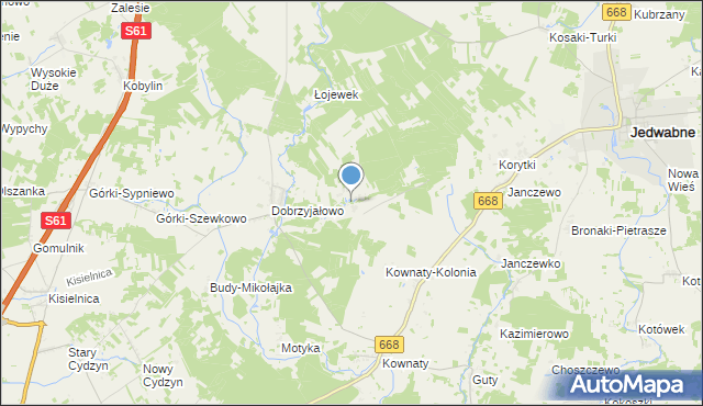 mapa Pieńki Borowe, Pieńki Borowe na mapie Targeo